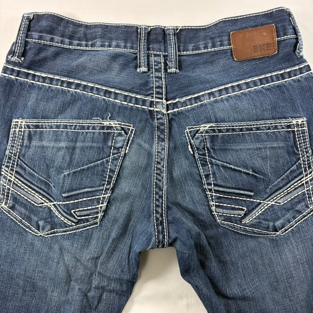 BKE Carter Straight Leg Jeans Mens 30S Blue Cotton Denim‎ Heavy Stitching